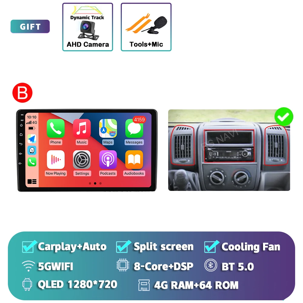 

Автомобильный радиоприемник Android 15, для Fiat Ducato, Peugeot Boxer, для Citroen Jumper 2006-2022, мультимедийный плеер Carplay Android Auto