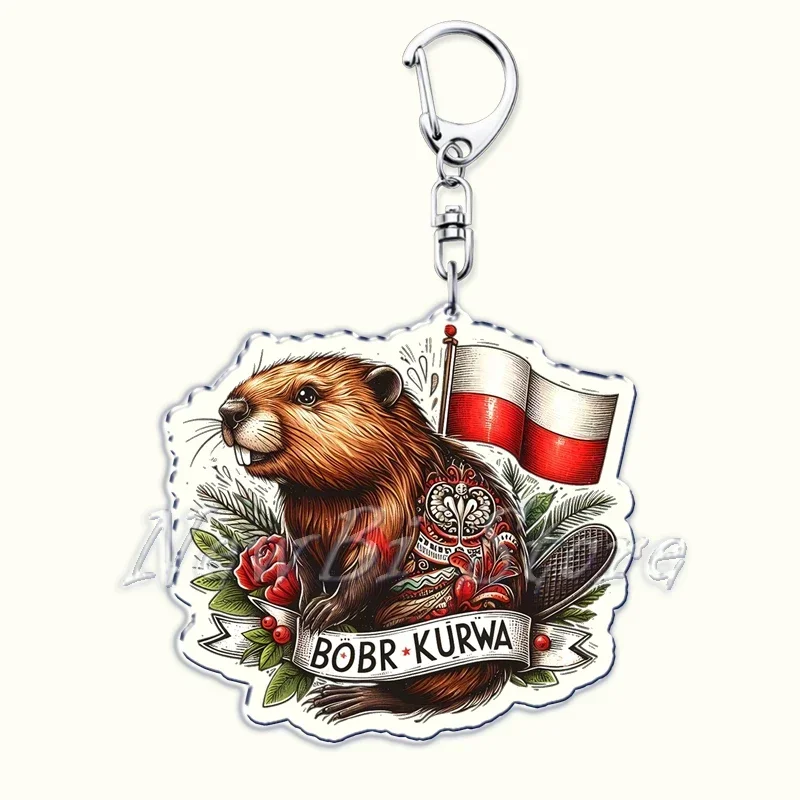 Забавный брелок для ключей Bobr Kurwa Beaver акриловая подвеска аксессуаров сумка в виде