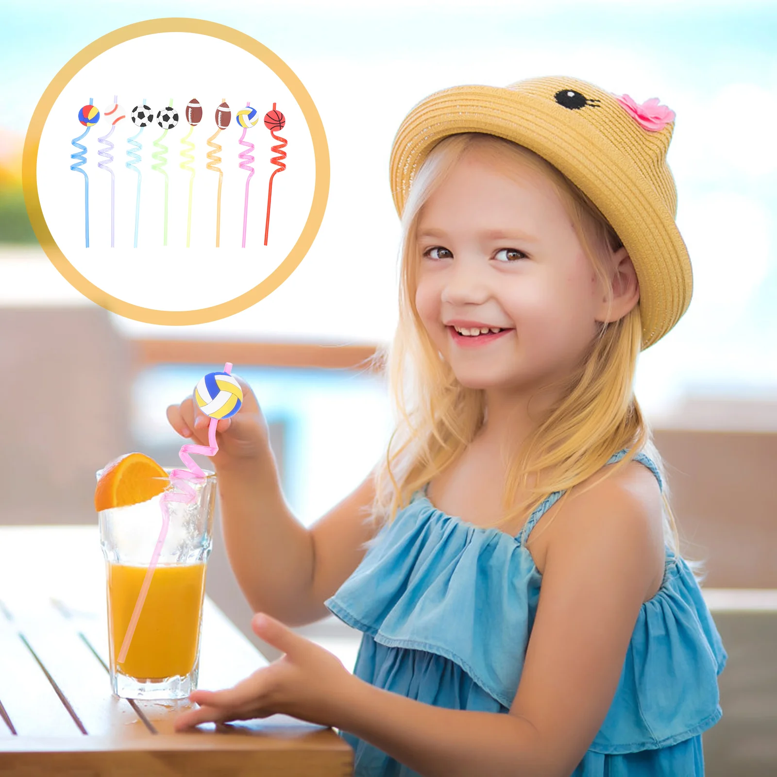 

24pcs Basketball Football Baseball Tennis Volleyball Straws Sports Party Drinking Straws