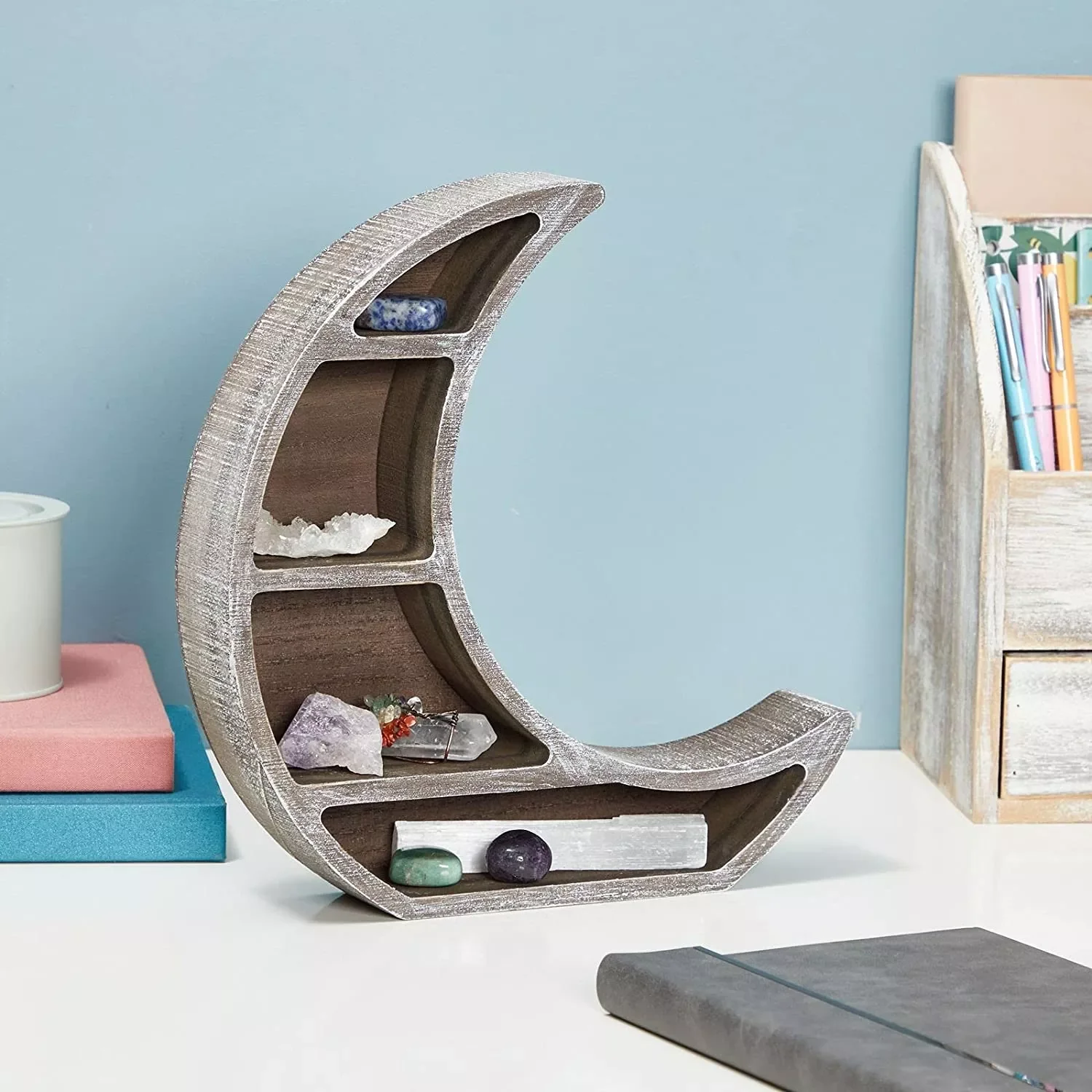 

Wall Shelves Crystal Shelf Crescent Moon Shelf for Crystals Moon Shelf Rustic Wooden Crescent Moon Shelf, Gothic Home Decor