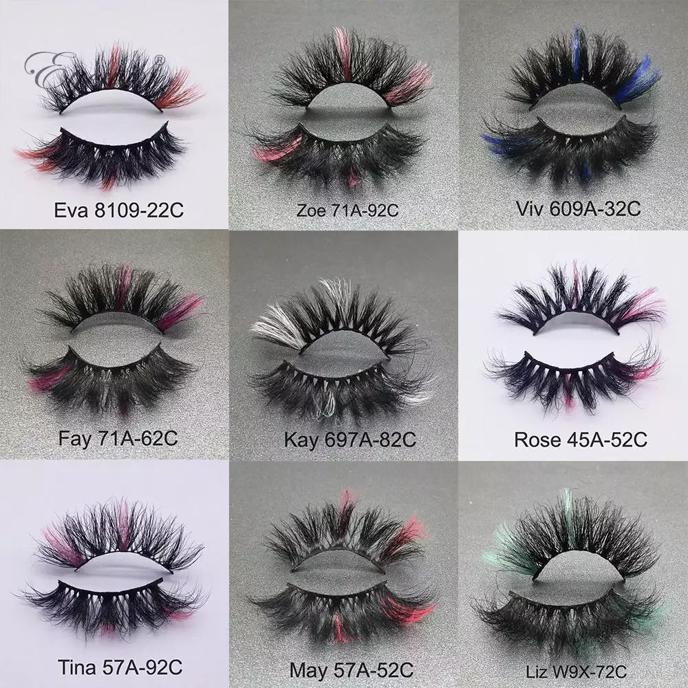 

Eyelash Natural Fluffy Coloured Eyelashes With Color Streaks For Makeup Party Colored Mink Fake Lashes Bulk Wholesale