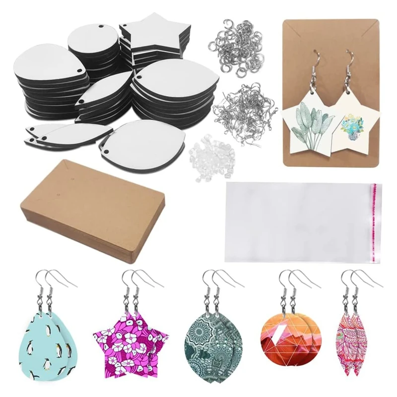 

50Pieces Sublimation Blank Earrings Teardrops Star Heart Leaves for Halloween