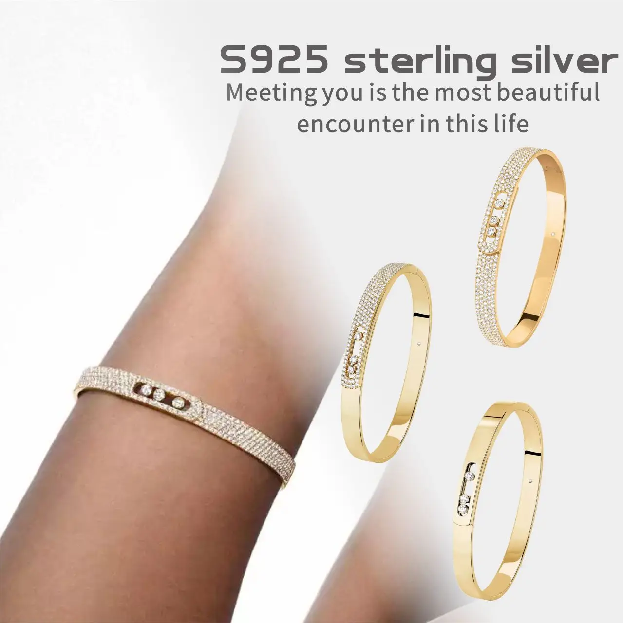 Браслет Круглый из серебра 925 пробы с регулируемым размером для мужчин и женщин