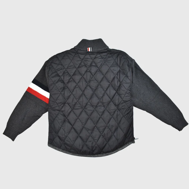 TB THOM Coats Winter Men's Jacket Classic Engineered RWB Stripe Knitted Sleeves Turtleneck Cotton-Padded Patchwork Pullovers