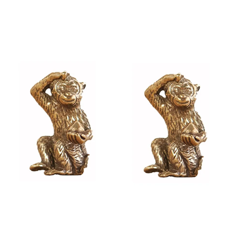 

2pcs Chimpanzee Sculpture Monkey Sculpture Monkey Figurine Speak Evil Statue Golden Monkey Statue Monkey Figurines