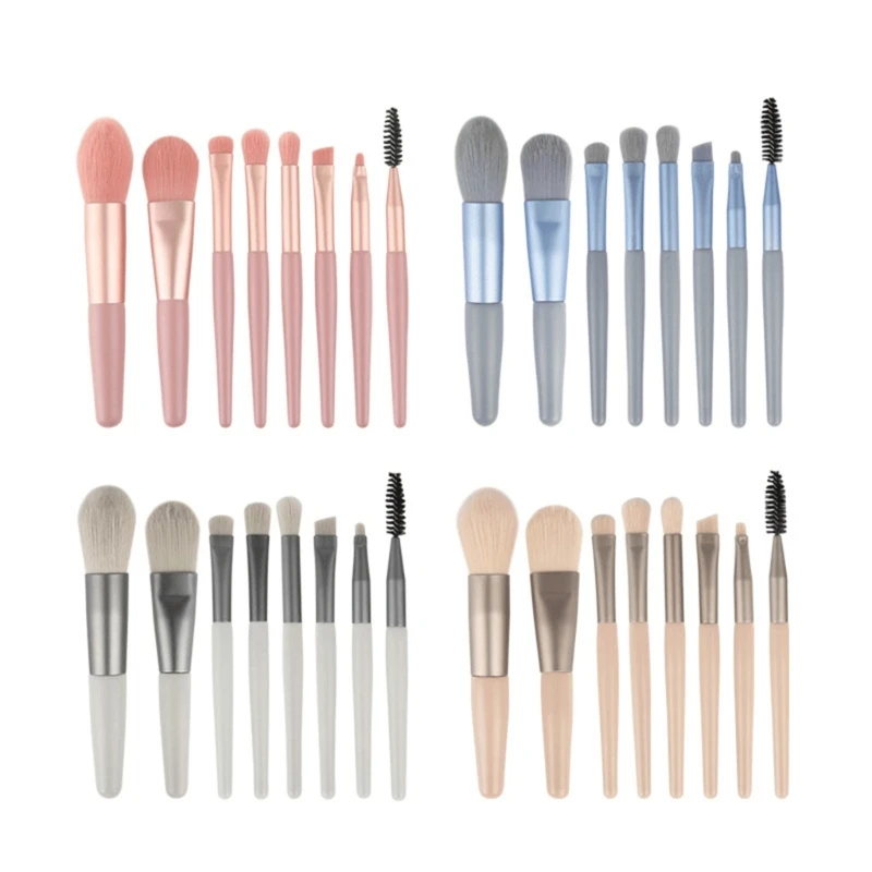 

8Pcs Makeup Brushes Set Foundation Blending Blush Concealer Brow Eye Shadow Brushes Fiber Makeup Brush Set