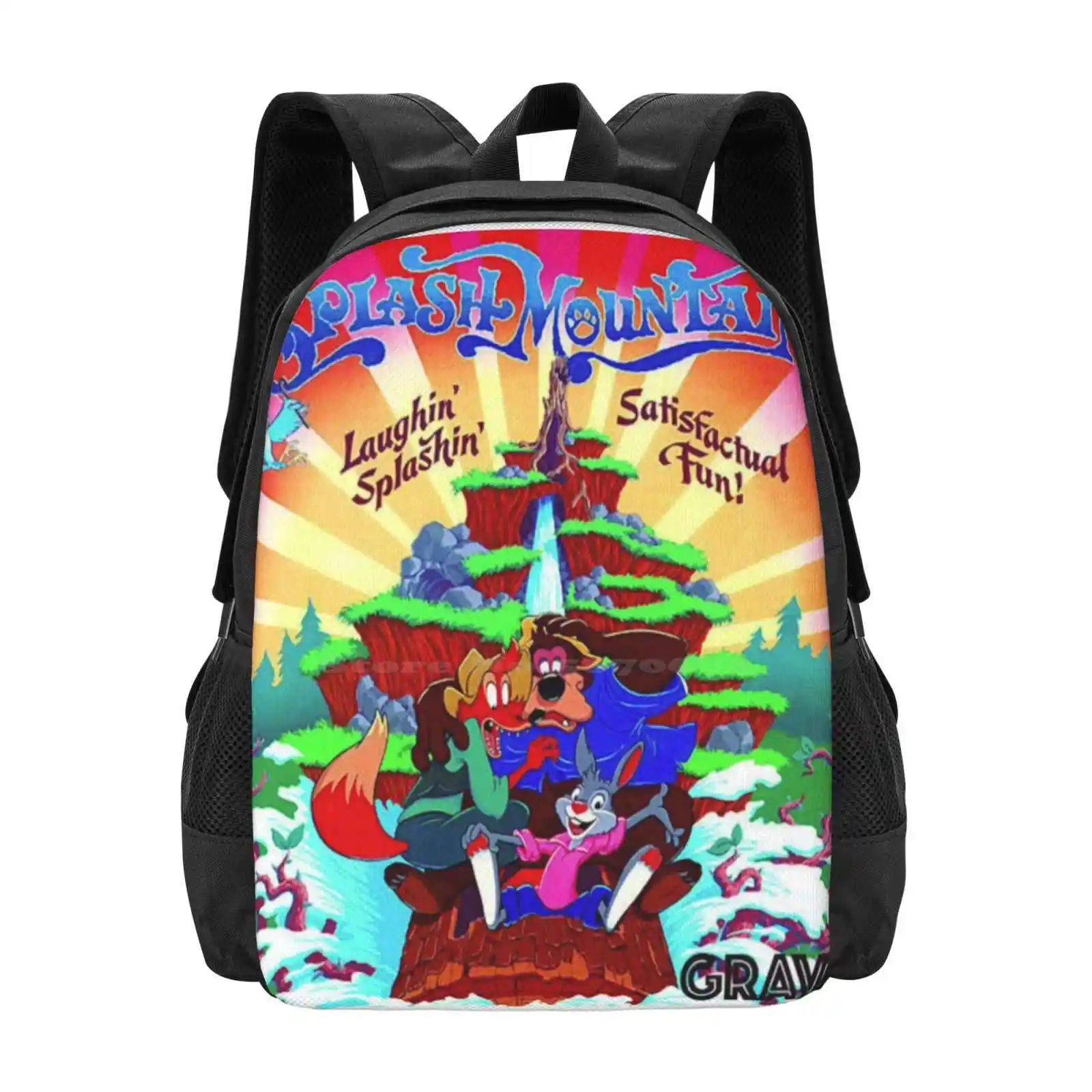 Splash Mountain Teen College Student Backpack Pattern Design Bags Splash Mountain Yung Gravy Yung Gravity Dank Meme Funny