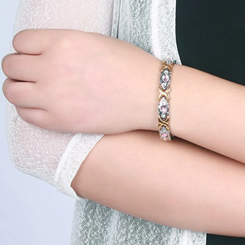 Браслет из нержавеющей стали с кристаллами для девочек и женщин |