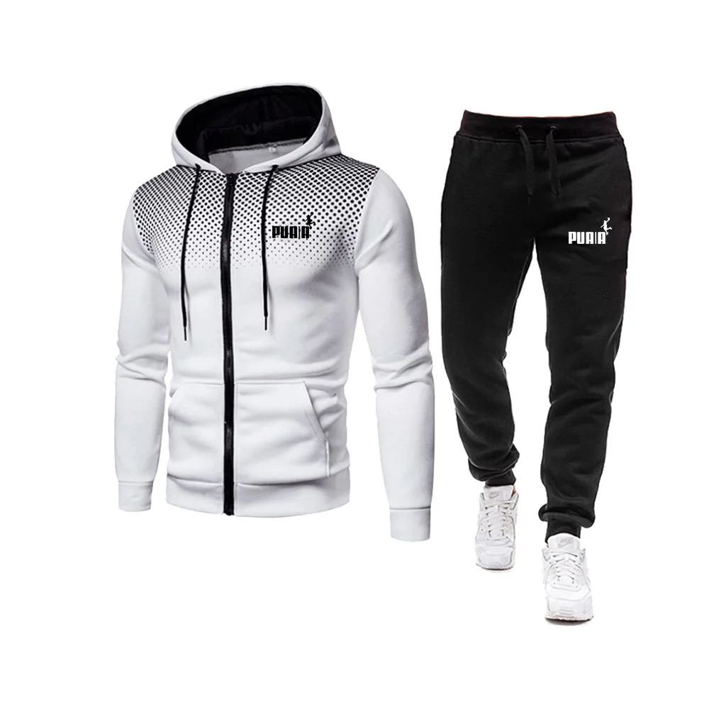 

Мужской спортивный костюм из двух предметов, теплый пиджак и брюки, пальто на молнии, уличные толстовки, спортивные костюмы, костюм для бега