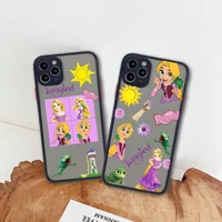 disney princess tangled rapunzel phone case for iphone 13 12 11 pro max mini xs 8 7 plus x se 2020 xr matte transparent cover
