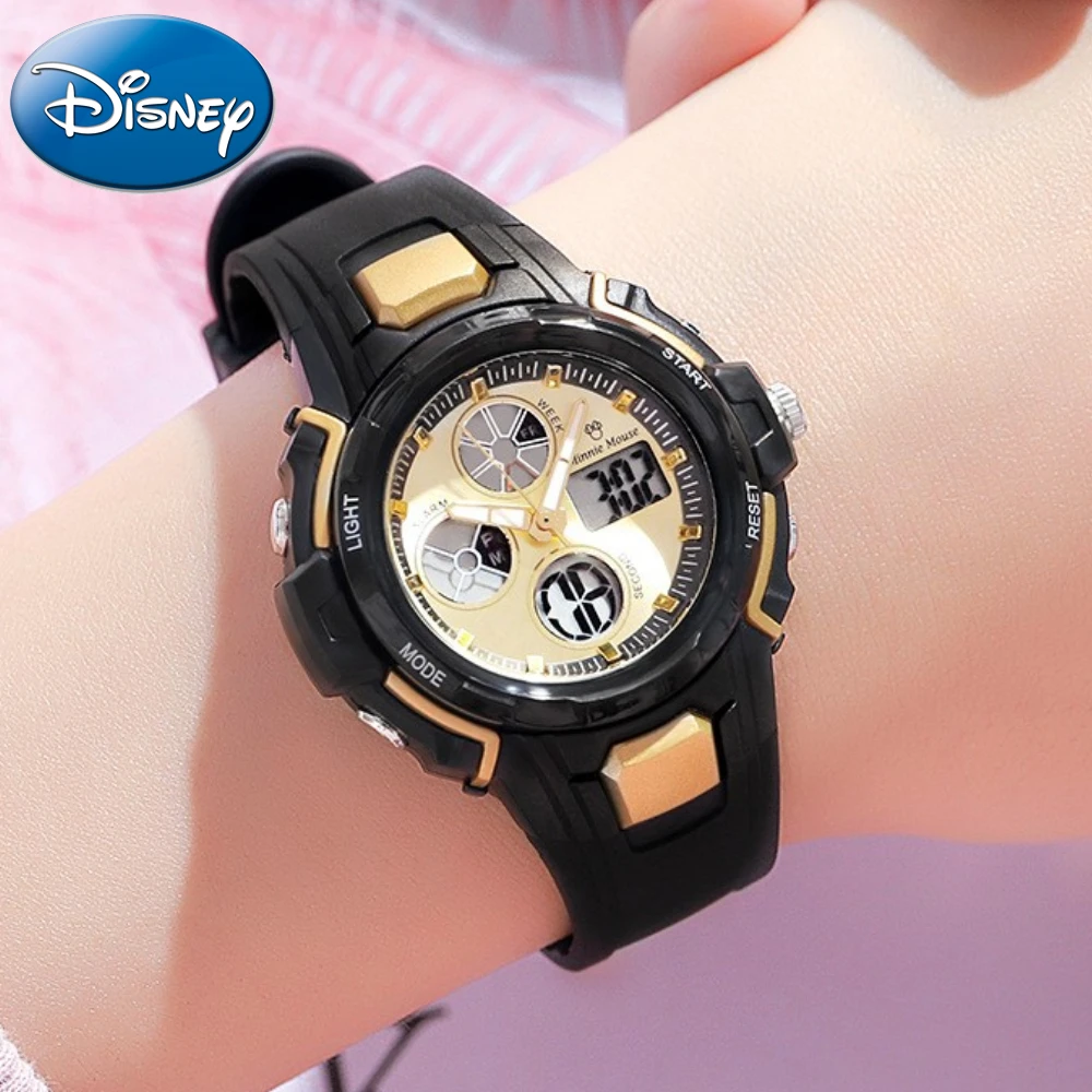 Disney Mickey Minnie Cool Luminous Children's Watch Date Chronograph Alarm Clock Girls Boys Waterproof Quartz Digital Clock