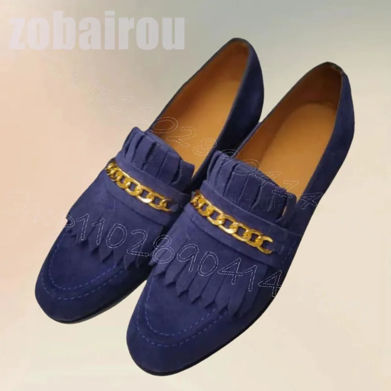 Золотая цепочка с синими кисточками и декором пенни-лоферы модная мужская обувь