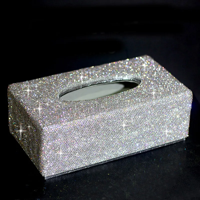 

Luxurious Crystal Tissue Box Holder Handmade Bling Diamond Tissue Box for Car Home Multi-Purpose Storage Box Gift for Women Girl