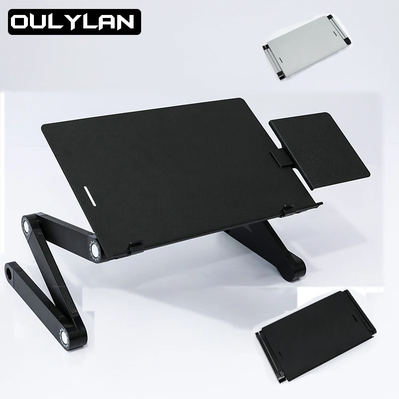

New Desk Stand Foldable Adjustable Laptop Computer Notebook Desks Holder TV Bed PC Lapdesk Table Stand With Mouse Pad
