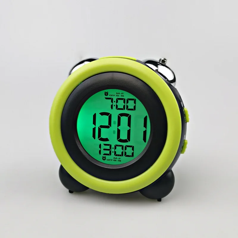 

Colorful Noiseless Double Ring a Bell Metal Bedroom Decor Alarm Clock
