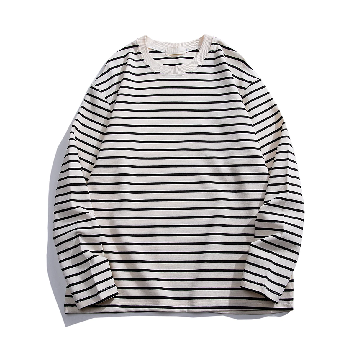 

New Fashion Stripe T Shirt Men O Neck Casual Streetwear Loose Mens Tops Tees Couple Long Sleeve Tshirt Pullover Plus Size 5XL
