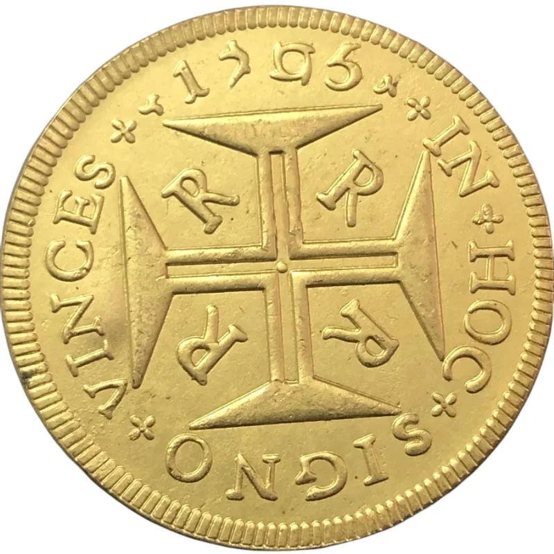 

Золотая копия монеты 1705 Бразилия 4000 Reis-Pedro II