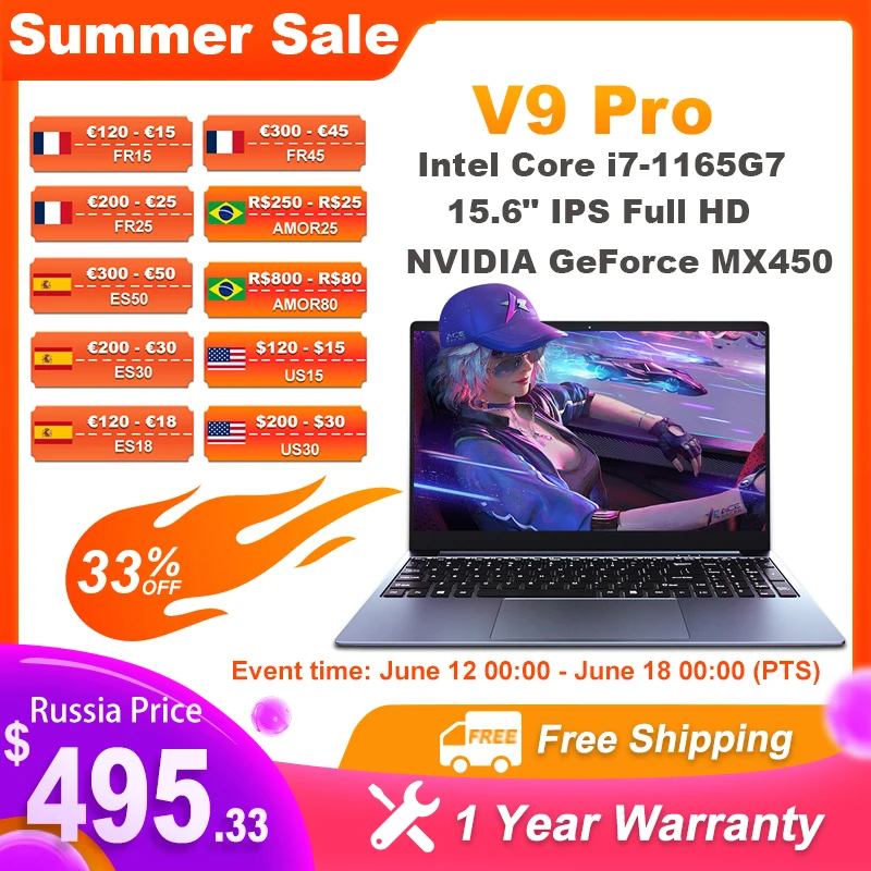 

Ноутбук Ninkear V9 Pro, 15,6 дюйма, Intel Core i7-1165G7,IPS 16 Гб ОЗУ + 1 ТБ SSD, игровой компьютер для бизнеса, офиса, Windows 11 ноутбук