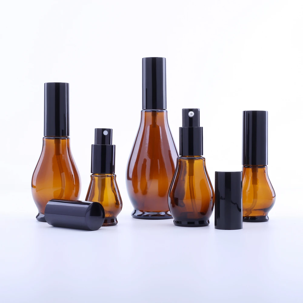 

10pcs 10ml/ 20ml/30ml/50ml/100ml Refillable Press Pump Glass Spray Bottle Oils Liquid Container Perfume Atomizer Travel