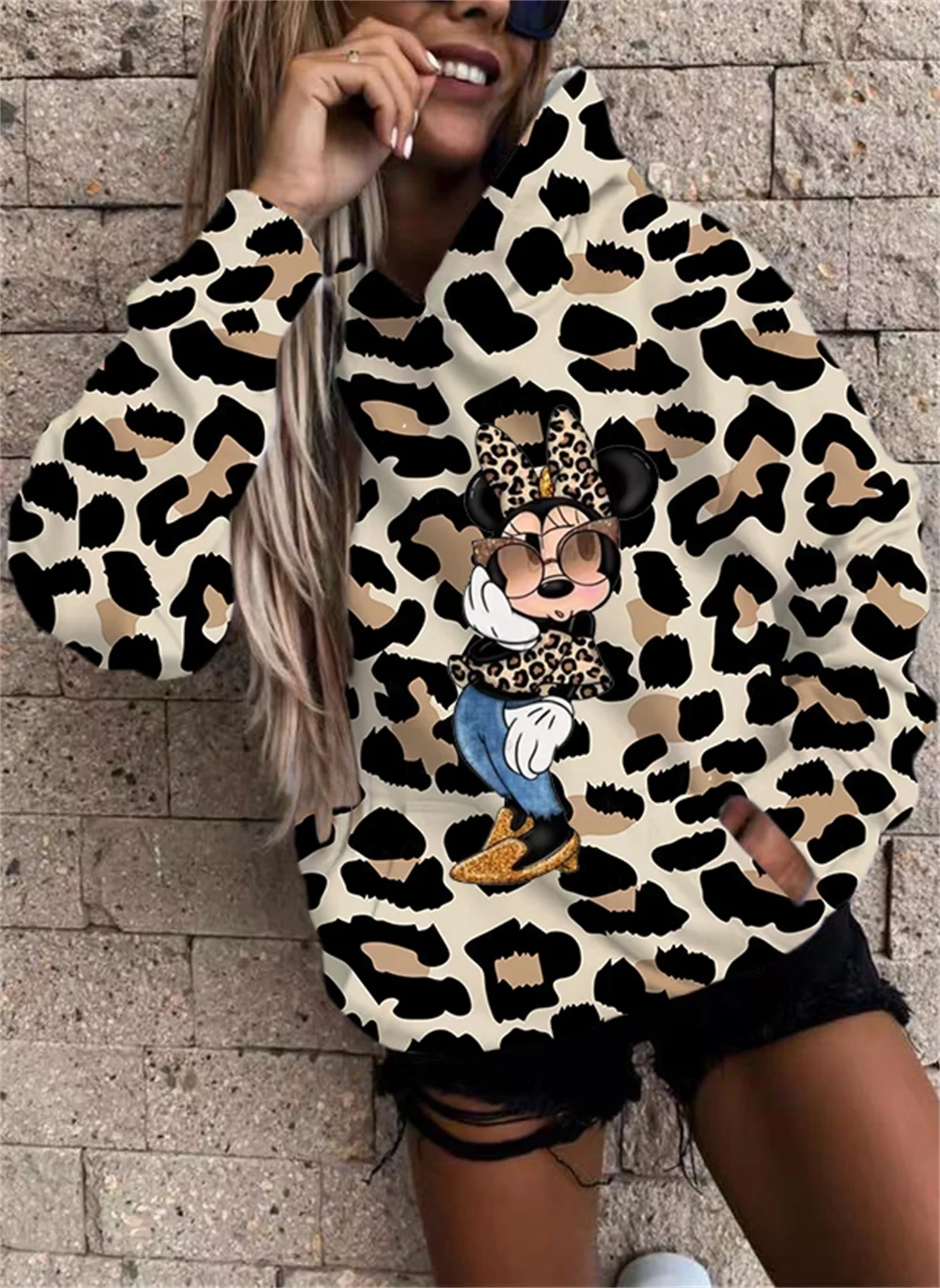 

Женская толстовка с капюшоном и принтом Минни, Y2k