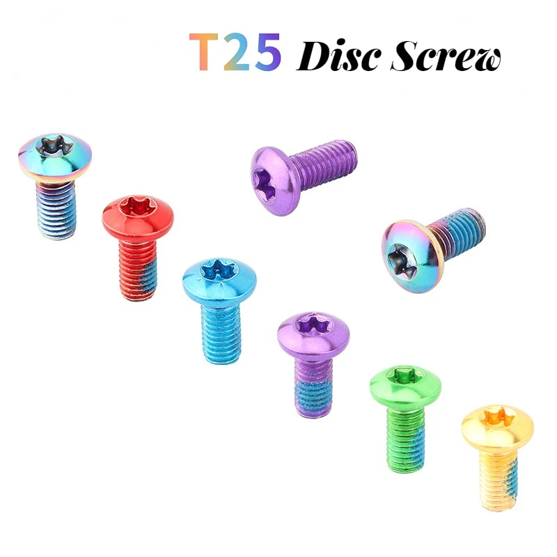 Купи 12PCS Multicolor Mountain Bike Disc Screw Alloy Steel Plum Head Disc Screw Disc Brake Pad T25 Screw Bicycle Parts за 369 рублей в магазине AliExpress