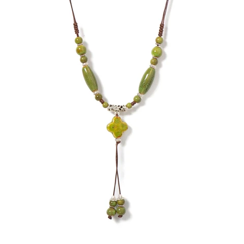 Керамическое ожерелье с крестом Midofare зелёное