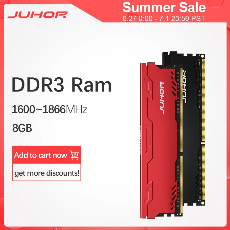 Memória do Dimm do Desktop da Memória de 1600mhz Ddr3 da Memória de Juhor Ram 8gb 1866mhz com Dissipador de Calor
