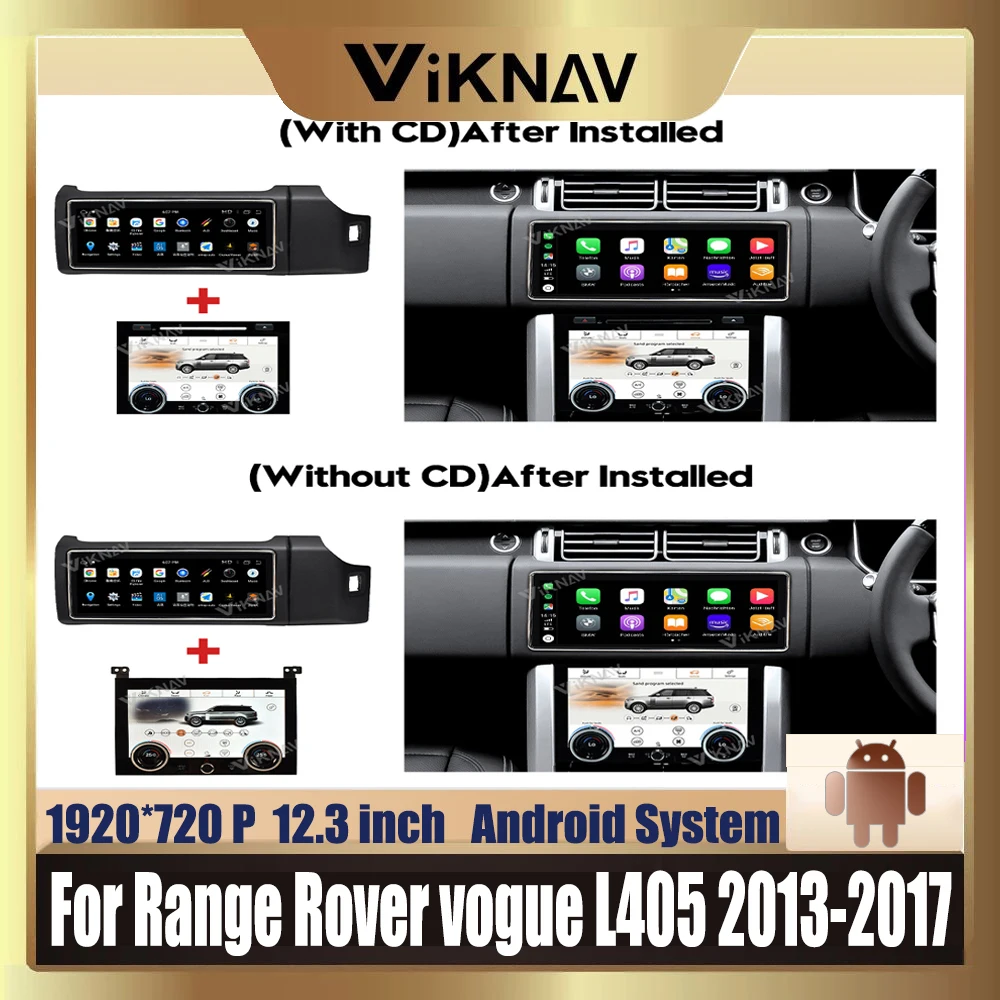 

Автомобильный радиоприемник 12,3 дюймов Android для Range Rover vogue L405 2013-2017, мультимедийный плеер carplay с панелью переменного тока для правостороннего вождения