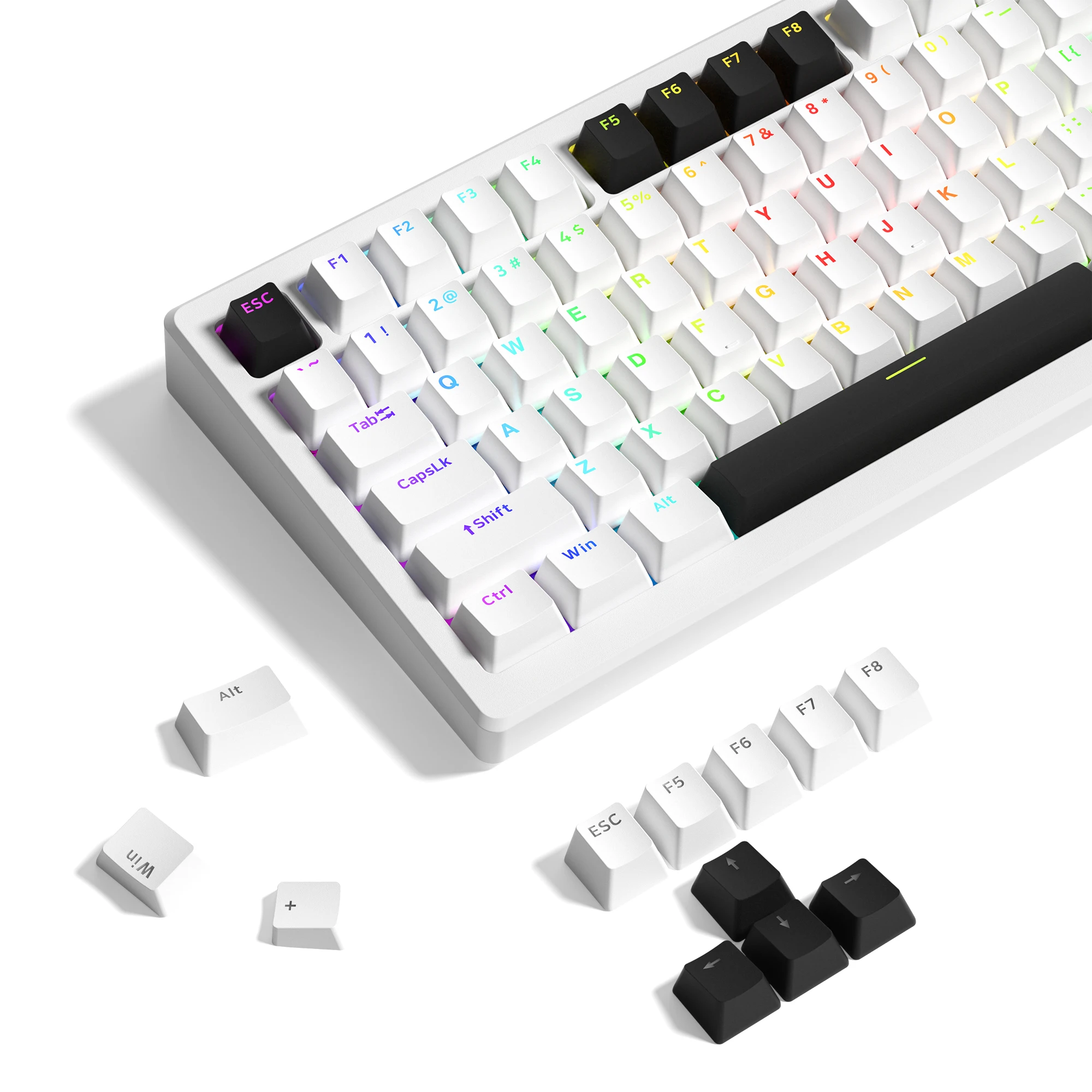 

166 Keys BOW White Backlit PBT Keycaps Double-shot CustomsOEM/XVX Profile Key Cap fit Cherry MX For Mechanical Gaming Keyboard