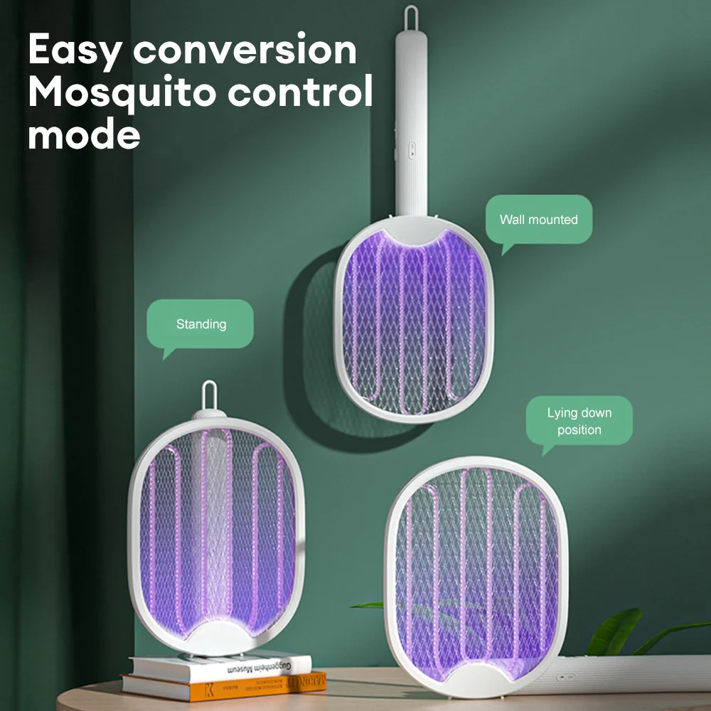 

Foldable Electric Mosquito Killer Fly Swatter Trap USB Rechargeable Mosquito Racket Insect Killer with UV Light Bug Zapper 3000V