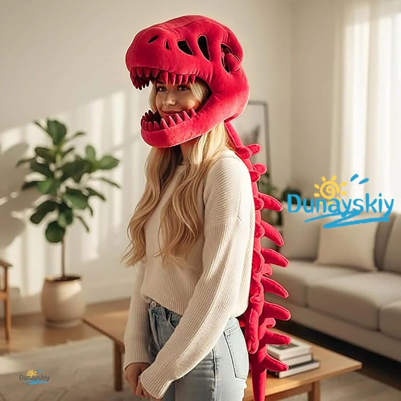 Костюм для косплея динозавра Спинозавра: 3D-маска-череп и плюшевый хребет, забавный головной убор для Хэллоуина и ролевых игр (art.: 3920da862ce22) - 3920da862ce22