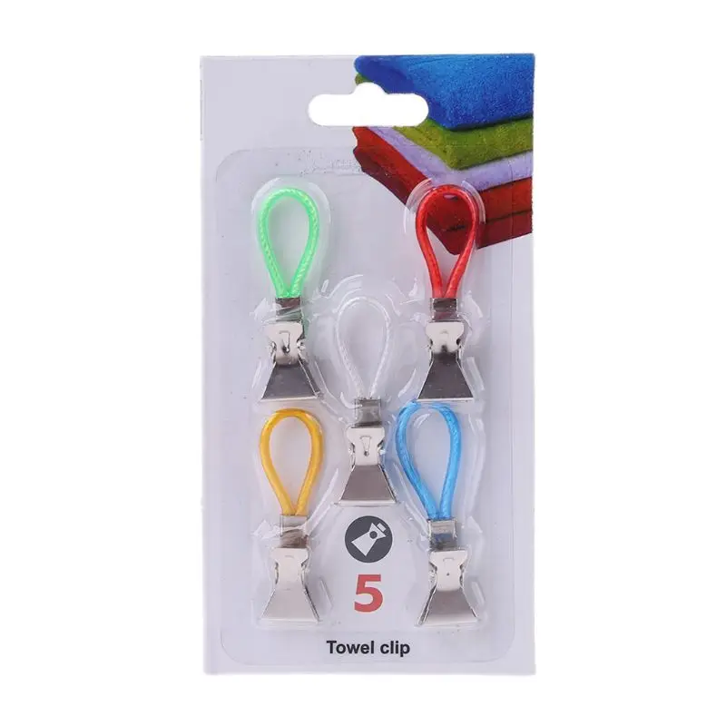 

5pcs Tea Towel Clips Pegs Hangers Clothes Hanging on Hooks Loops Hand Towels Organizer Kitchen Bathroom