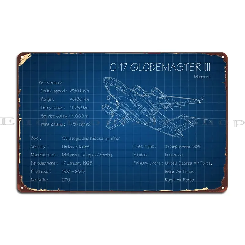 

C17 Globemaster Iii металлические знаки клубный Бар Печать паб дизайнерская Настенная роспись оловянный знак плакат