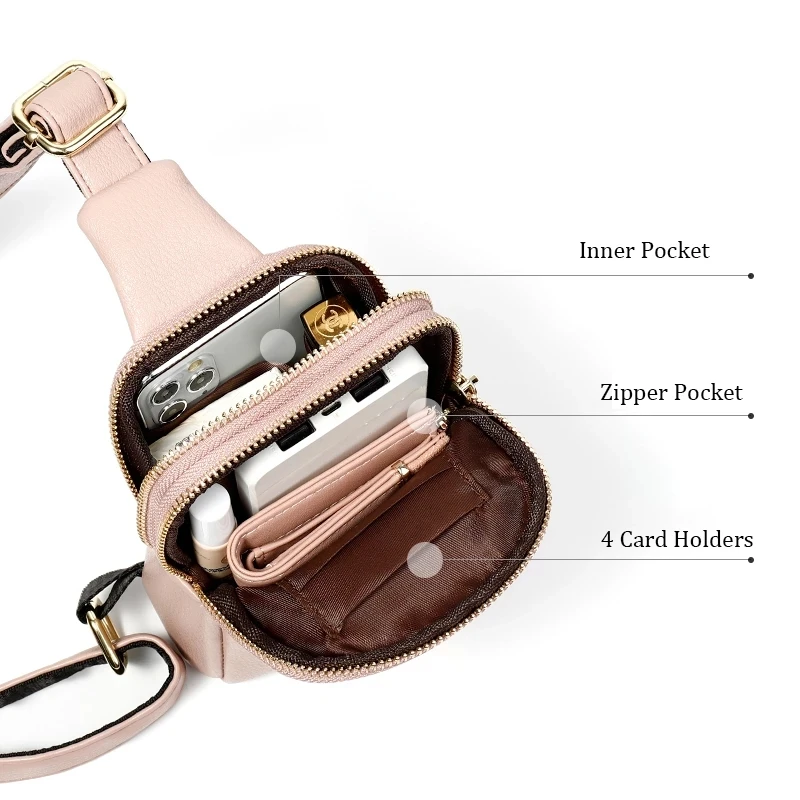 PU Leather Chest Sling One Shoulder For Women Men Bag Husband Female Cross Waist Pack Male Crossbody Belt Banana Backpack Purse