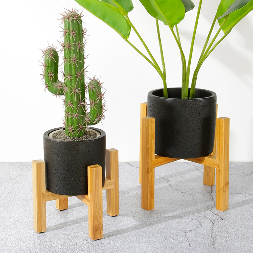 

Durable Wood Planter Pot Trays Flower Pot Rack Strong Free Standing Bonsai Holder Home Garden Indoor Display Plant Stand Shelf