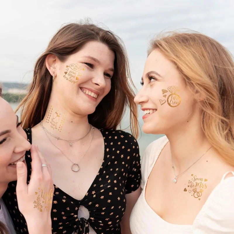 108 шт. золотые бокалы для вина с бриллиантами I DO временные татуировки наклейки