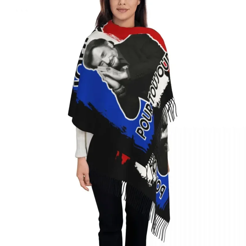 

Johnny Hallyday Forever Shawl Wrap For Womens Winter Large Soft Scarf Rock Music Pashminas Tassel Scarves