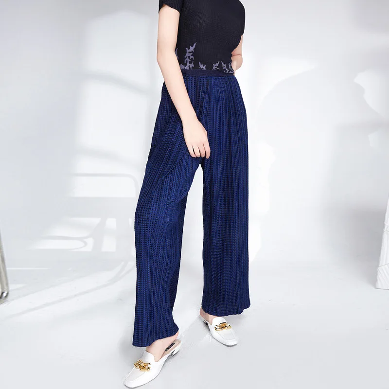 Velvet wide leg pants women's thick autumn and winter high waist draping loose casual casual pleated long straight trousers