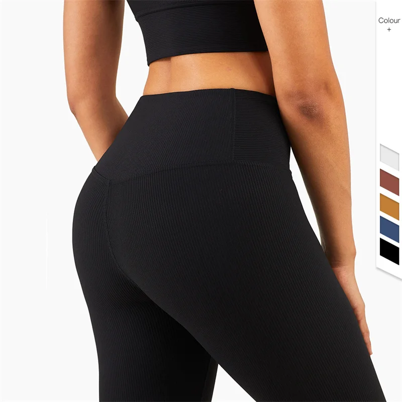 

Luluwomen Fitness Yoga Pants High Waist Ribbed Nude Seamless Leggings Hip Lifter Abdominal Plus Size Soft Cycling Gym Sportswear