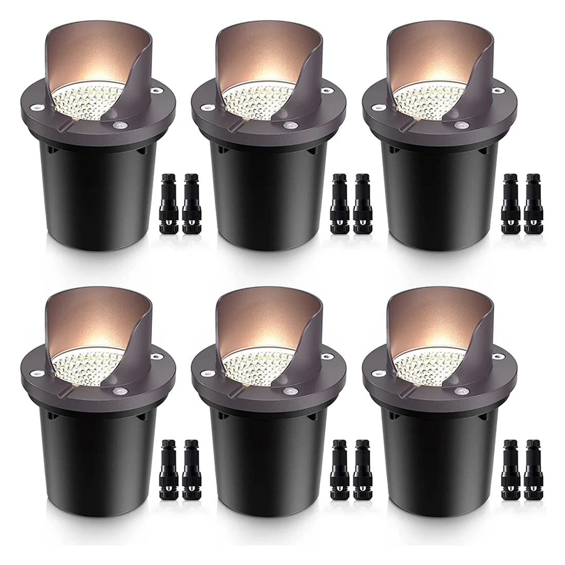 

6Pcs Low Voltage Landscape Lights Waterproof Outdoor In-Ground Lights Shielded LED Well Lights Warm White Lighting