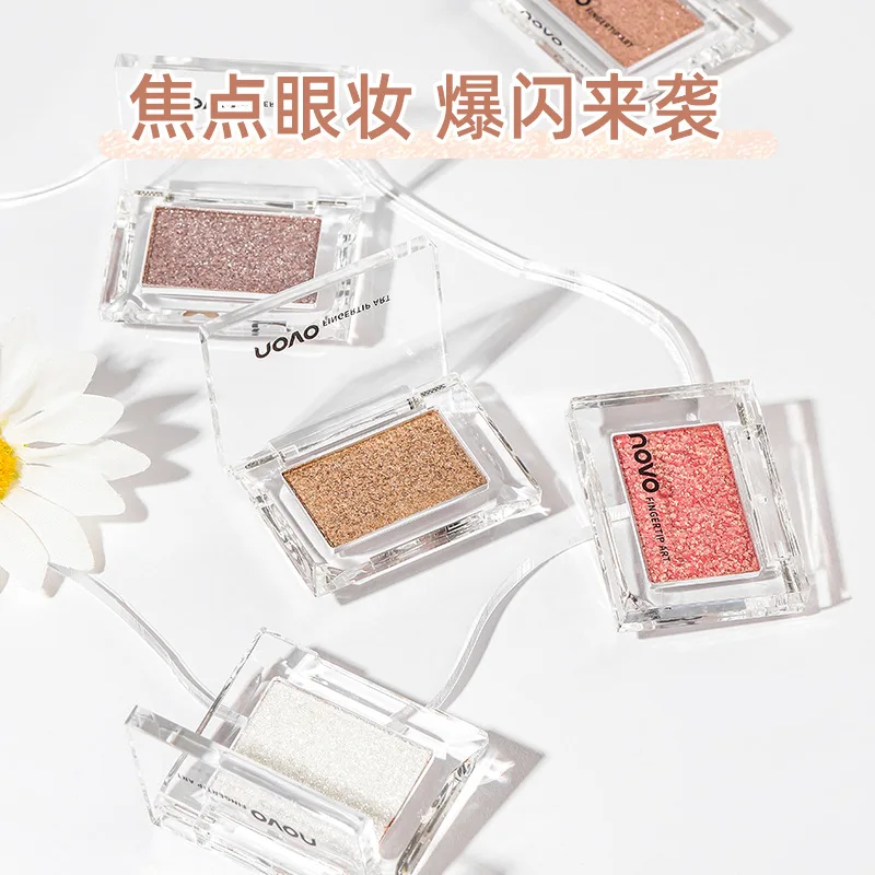 

NOVO Eye Shadow Palette Pearlescent Shimmer Body Face Eye Glitter Powder Highlighter Eyeshadow Pallete Brighten Festival Makeup