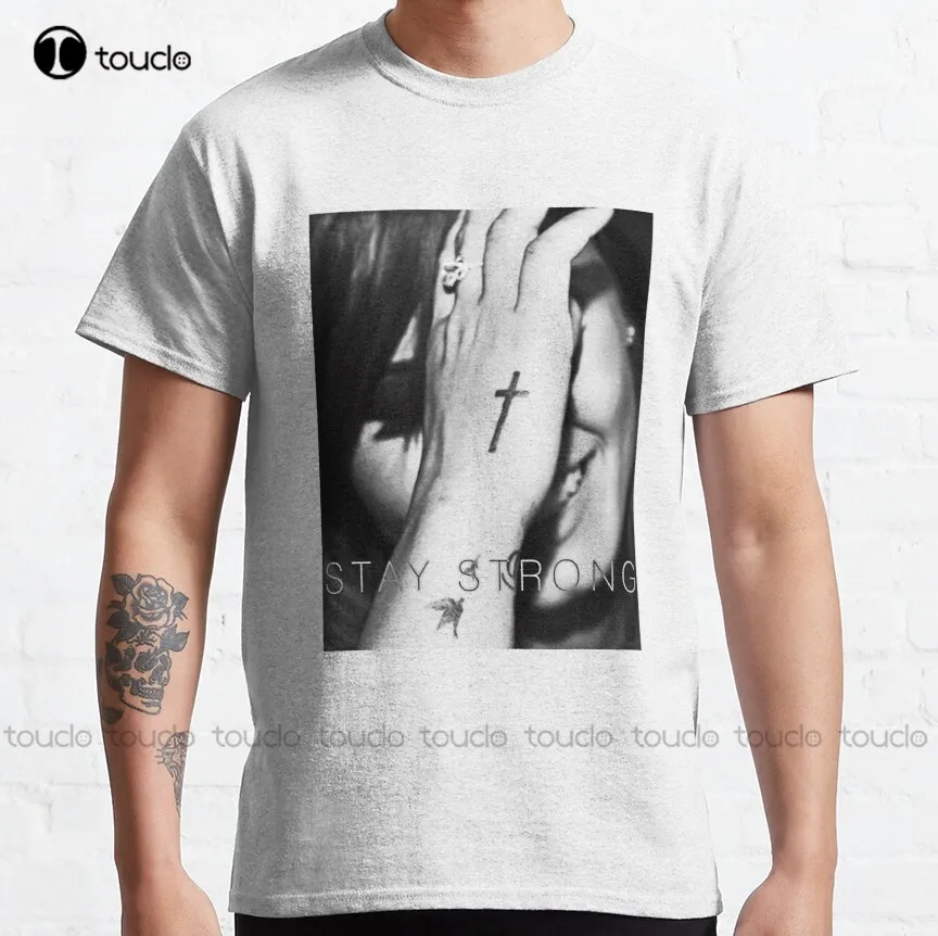 

Demi Lovato Stay Strong Halftone Classic T-Shirt Demi Lovato White Tshirts For Mens Cotton Outdoor Simple Vintag Casual T Shirts
