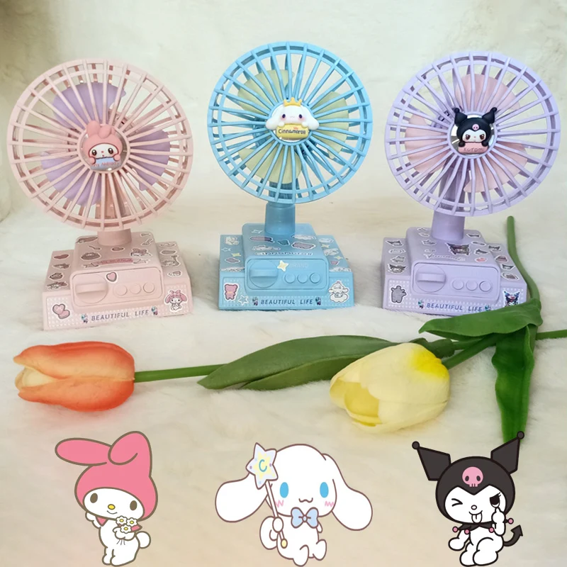

Kawaii Sanrio Kuromi My Melody Cinnamoroll три ветра регулировка положения Ретро веер милые девушки летние тихие Мультяшные веера