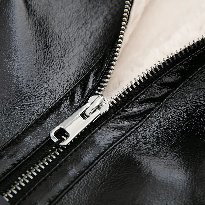 Куртка-бомбер женская черная на молнии спереди модный винтажный наряд из