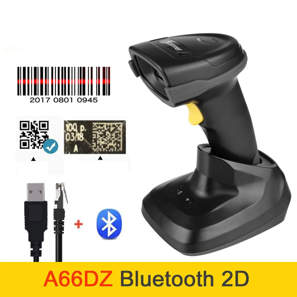 Bluetooth Barcode Scanner qr Code Wireless 2d barcode Reader Handheld Barcod Scanner Wireless Bar code Scanner with Base