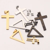 5pcs cross triangle gold stainless steel pendants dangles charms for diy jewelry making supplies necklace wholesale