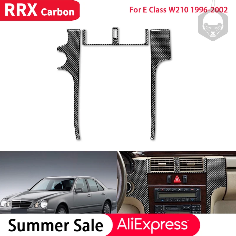 

RRX Car Carbon Fiber Sticker CD Air Outlet Center Console Two Side Decor Cover Trim for Mercedes Benz W210 E-Class 1996-2002