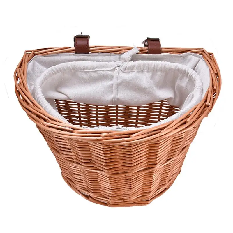 

Wicker Bike Handlebar Basket Handmade Woven Bicycle Baskets Mounts Wicker Bike Handlebar Basket With Drawstring Liner Detachable