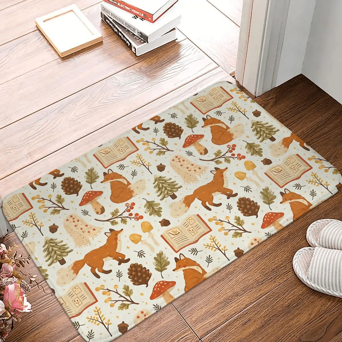 

Уютный зимний деревянный нескользящий Придверный коврик, кухонный матовый напольный ковер, приветственный ковер, домашний декор