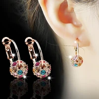 new crystal rainbow copper zircon earrings colorful ball shape earrings party wedding jewelry for women